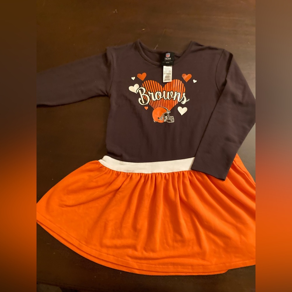 NFL Kids Apparell Girls Cleveland Browns Tri-Blend Orange Heart Jersey Dress